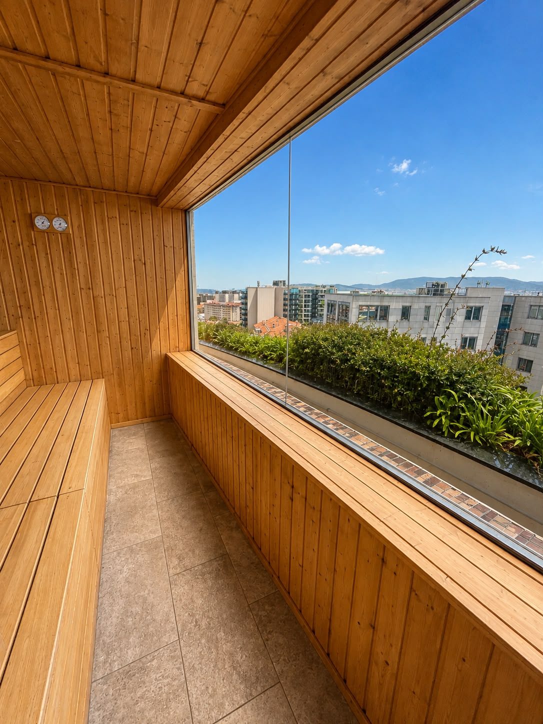 Sauna with a view over Gibraltar
